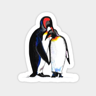 Penguins Watercolour - Loving King Penguin Pair Sticker